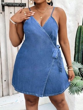 Vestido Jeans Transpassado Plus Size Lauren