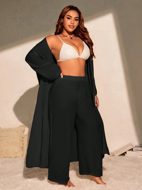 Saída 2 Peças Plus Size Casual 