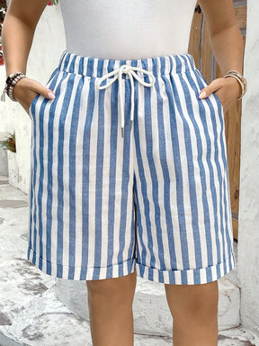 Short  Listrado Plus Size Cordão