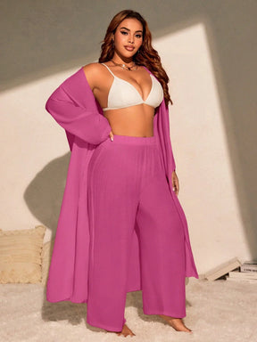 Saída 2 Peças Plus Size Casual 