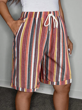 Short  Listrado Plus Size Cordão