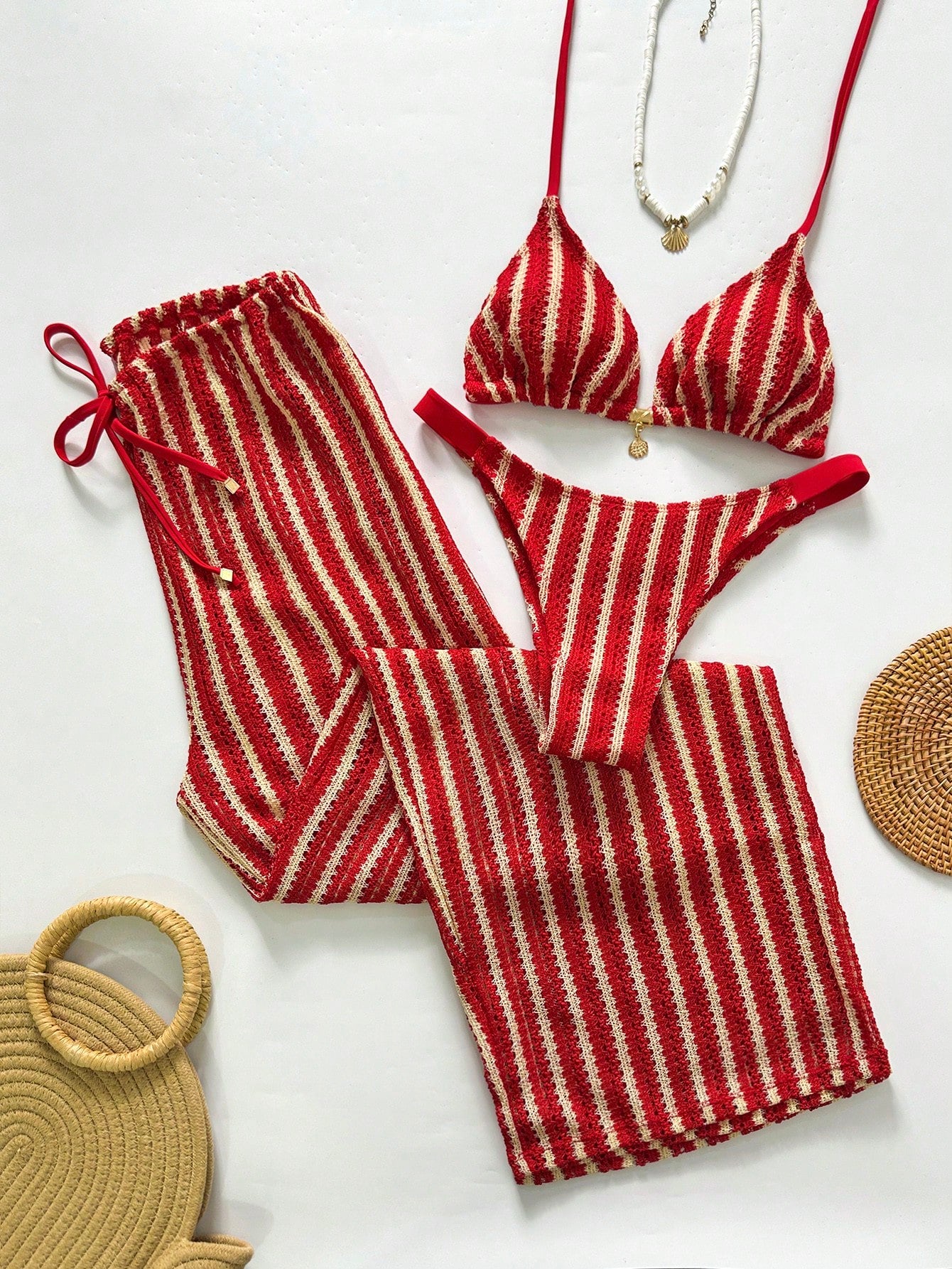 Conjunto Biquíni Tricô 3 Peças Mia