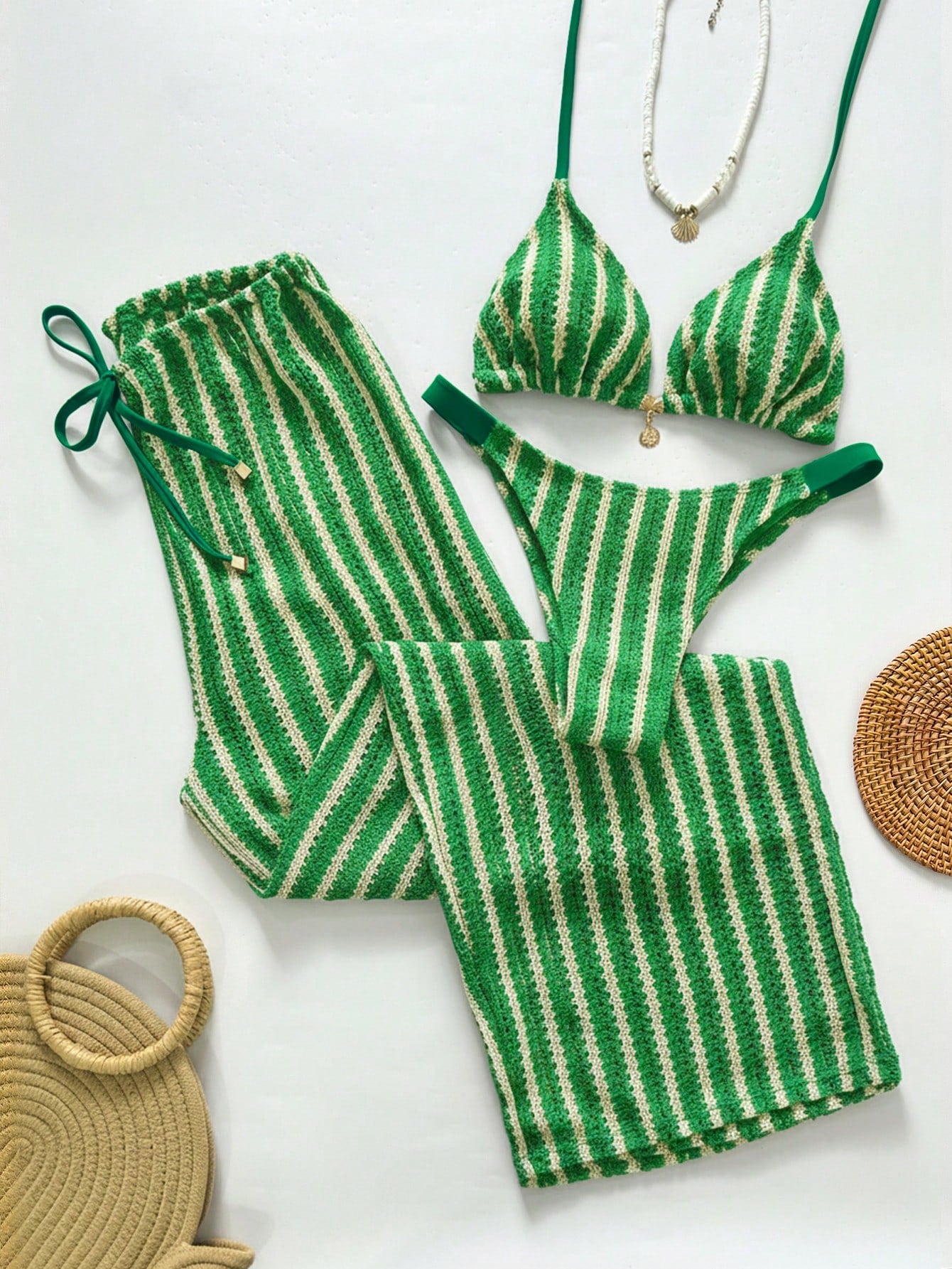 Conjunto Biquíni Tricô 3 Peças Mia