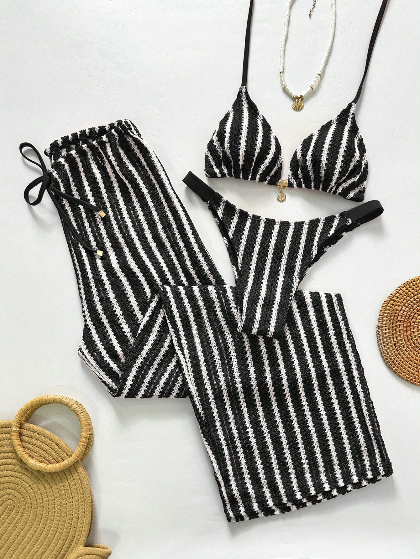 Conjunto Biquíni Tricô 3 Peças Mia