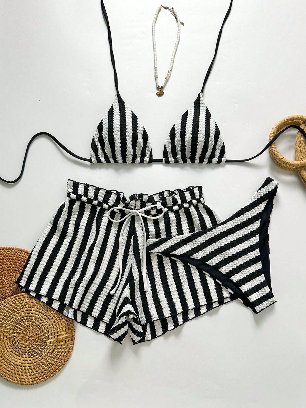 Conjunto Biquíni 3 Peças Tricô Resort
