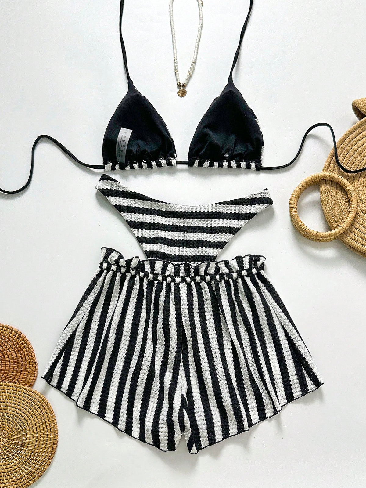 Conjunto Biquíni 3 Peças Tricô Resort