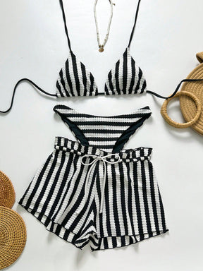 Conjunto Biquíni 3 Peças Tricô Resort