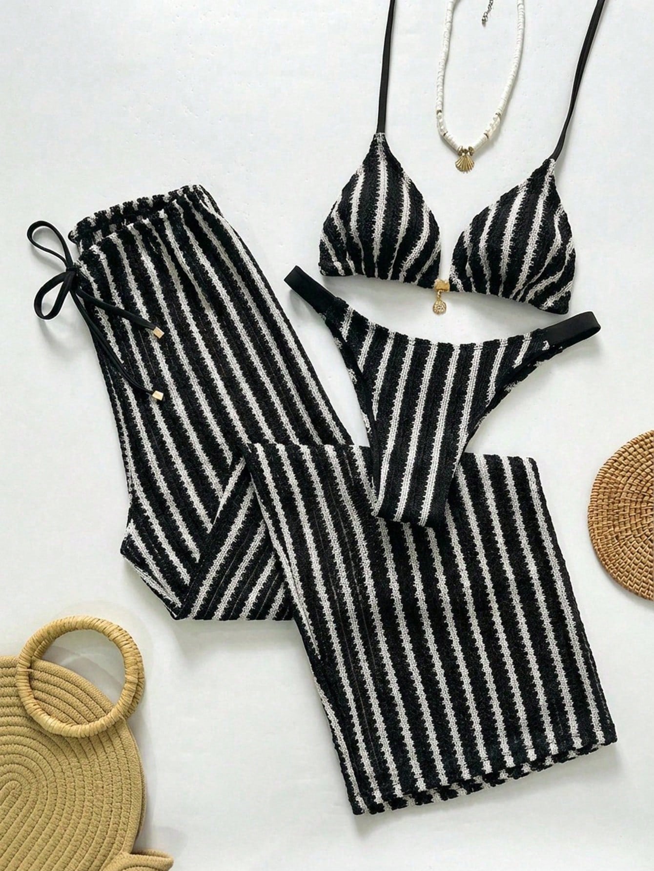 Conjunto Biquíni Tricô 3 Peças Mia