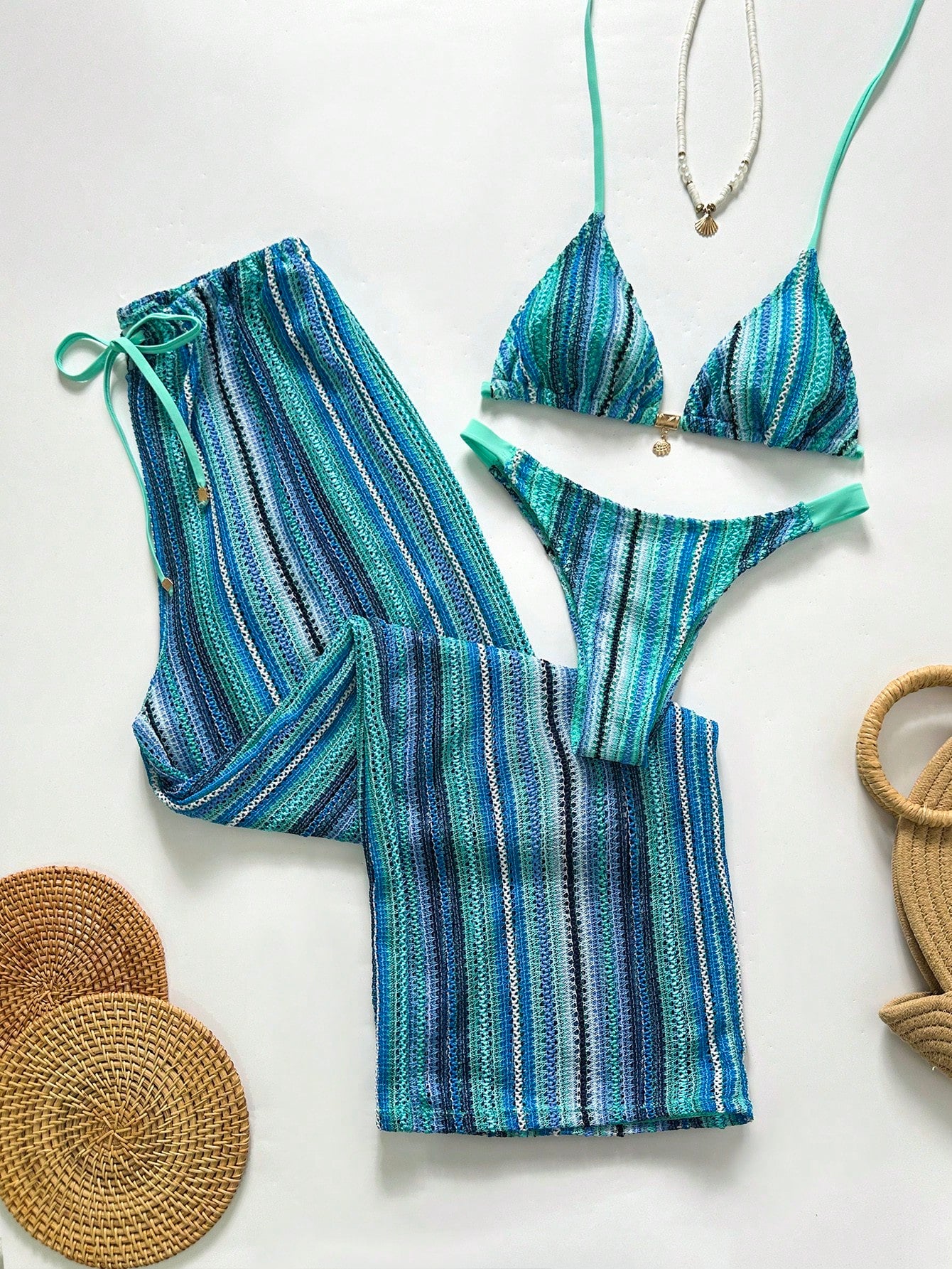 Conjunto Biquíni Tricô 3 Peças Mia