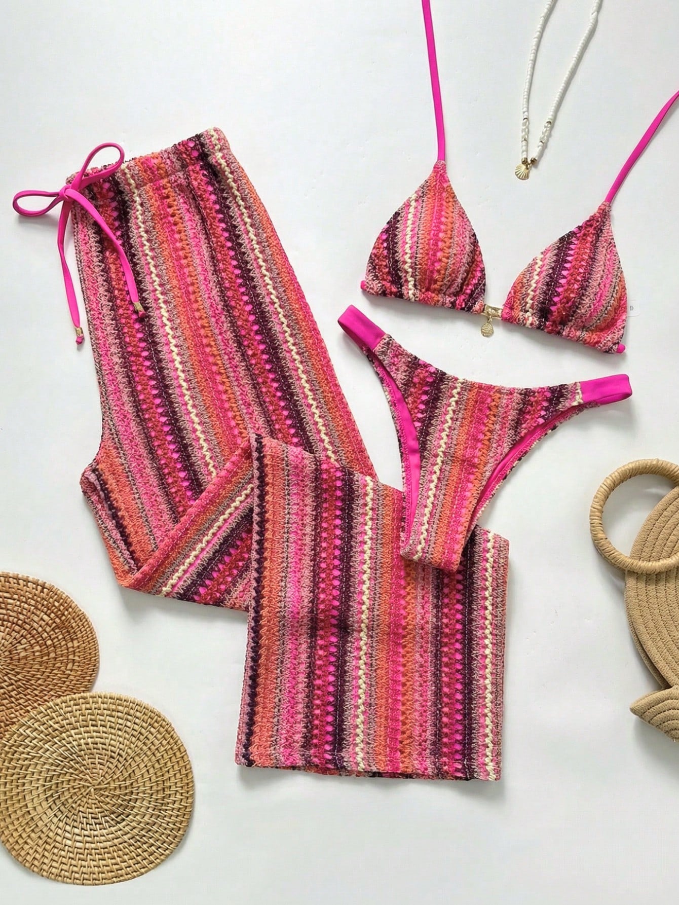 Conjunto Biquíni Tricô 3 Peças Mia