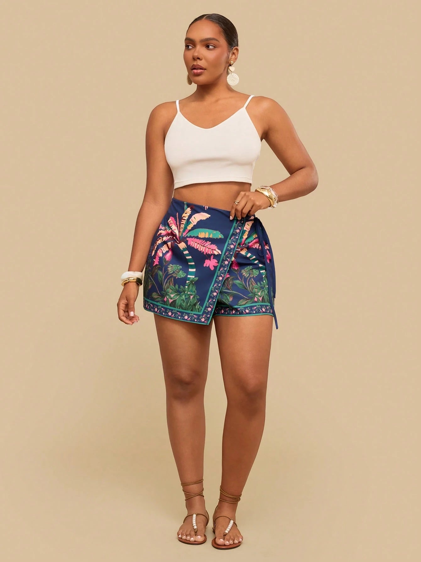 Shorts Casual de Praia Plus Size Zoe