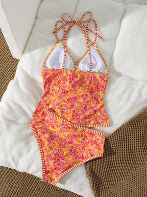 Tankini Cintura Alta Floral Retrô