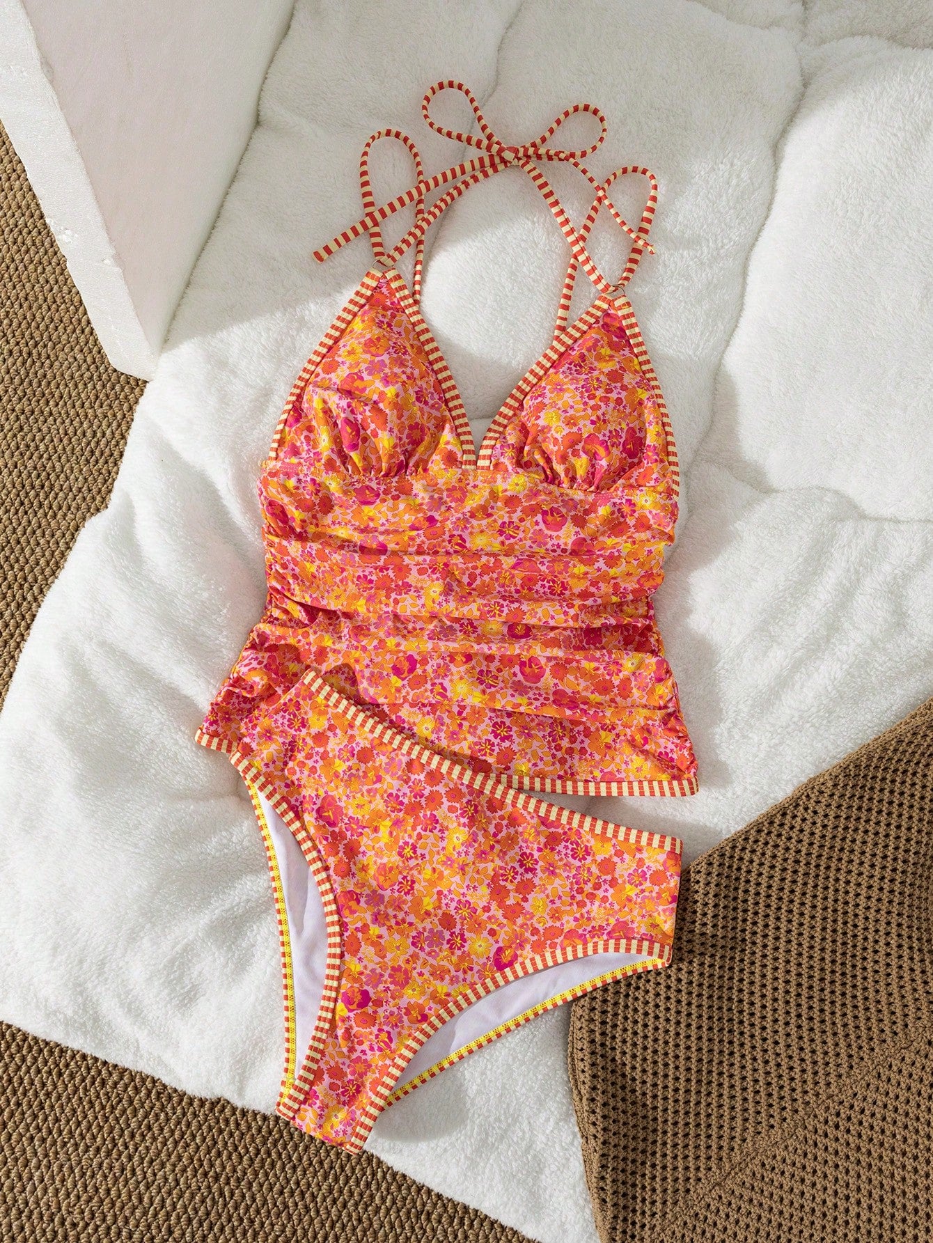 Tankini Cintura Alta Floral Retrô