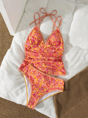 Tankini Cintura Alta Floral Retrô