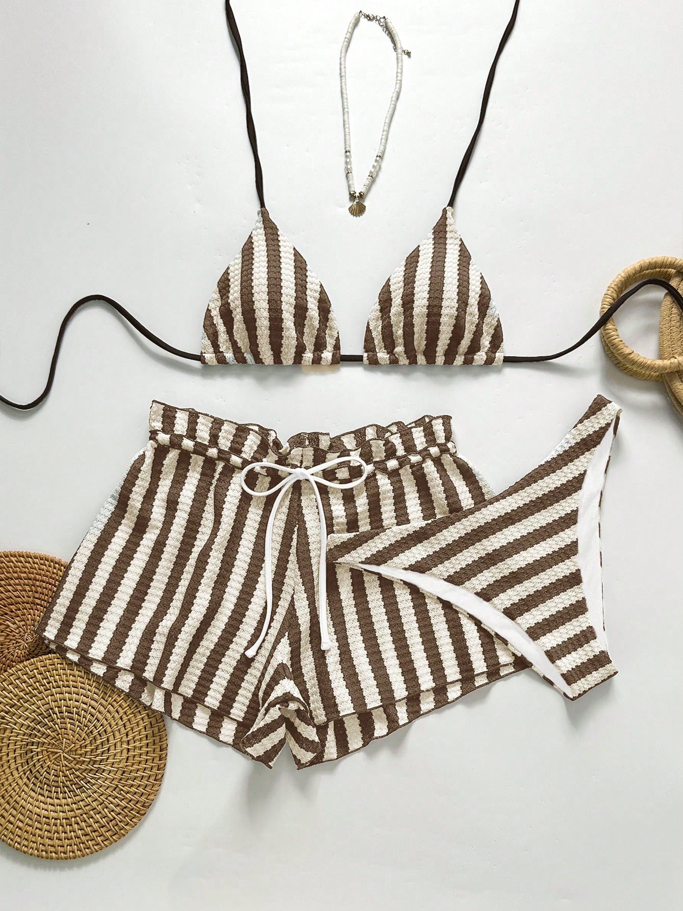 Conjunto Biquíni 3 Peças Tricô Resort