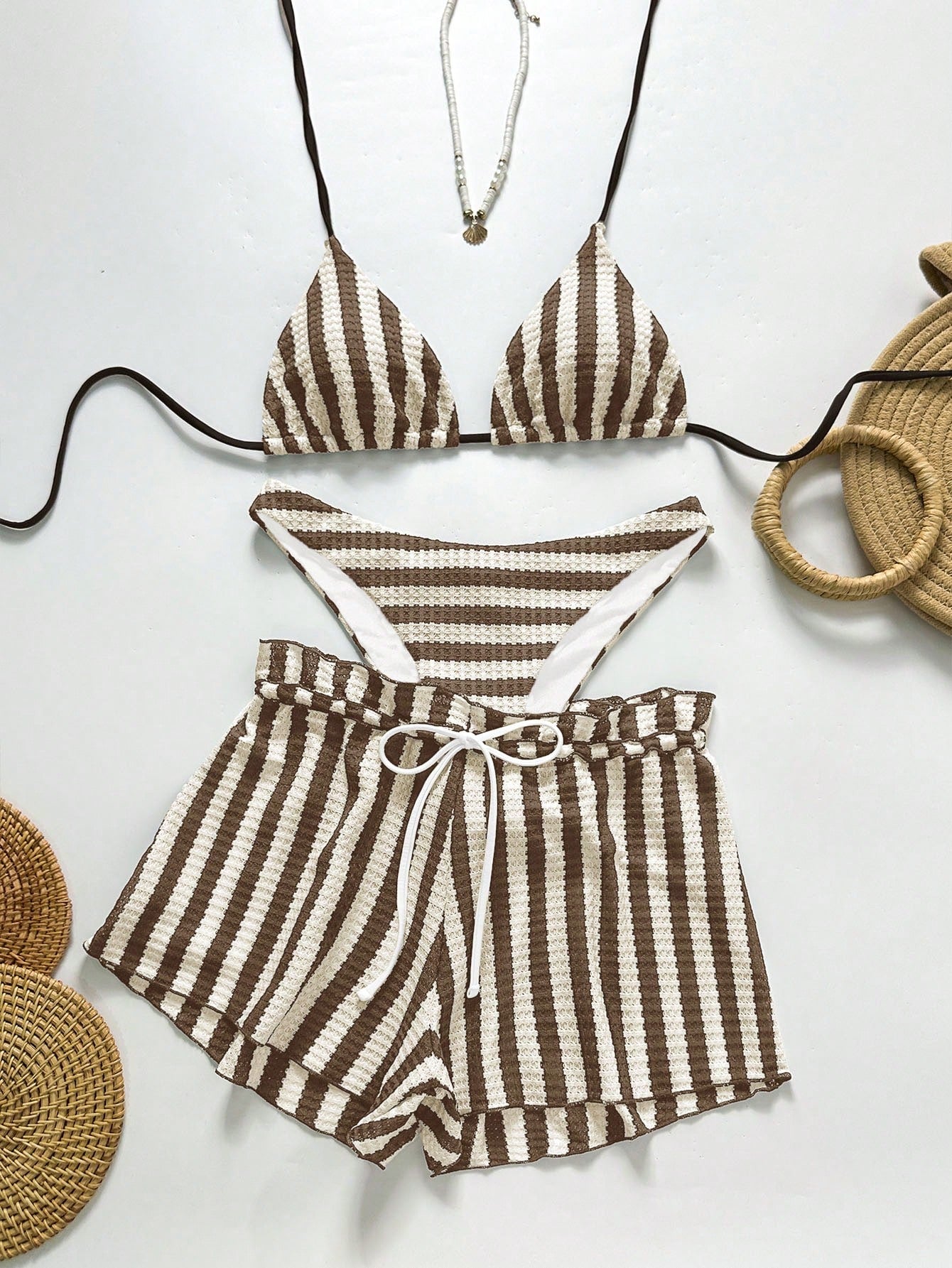 Conjunto Biquíni 3 Peças Tricô Resort