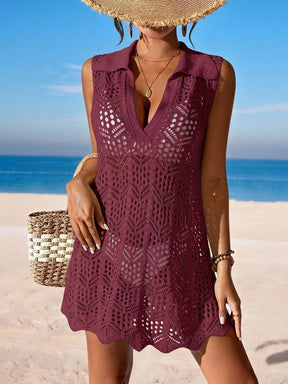 Saída de Praia Vestido Crochê Resort