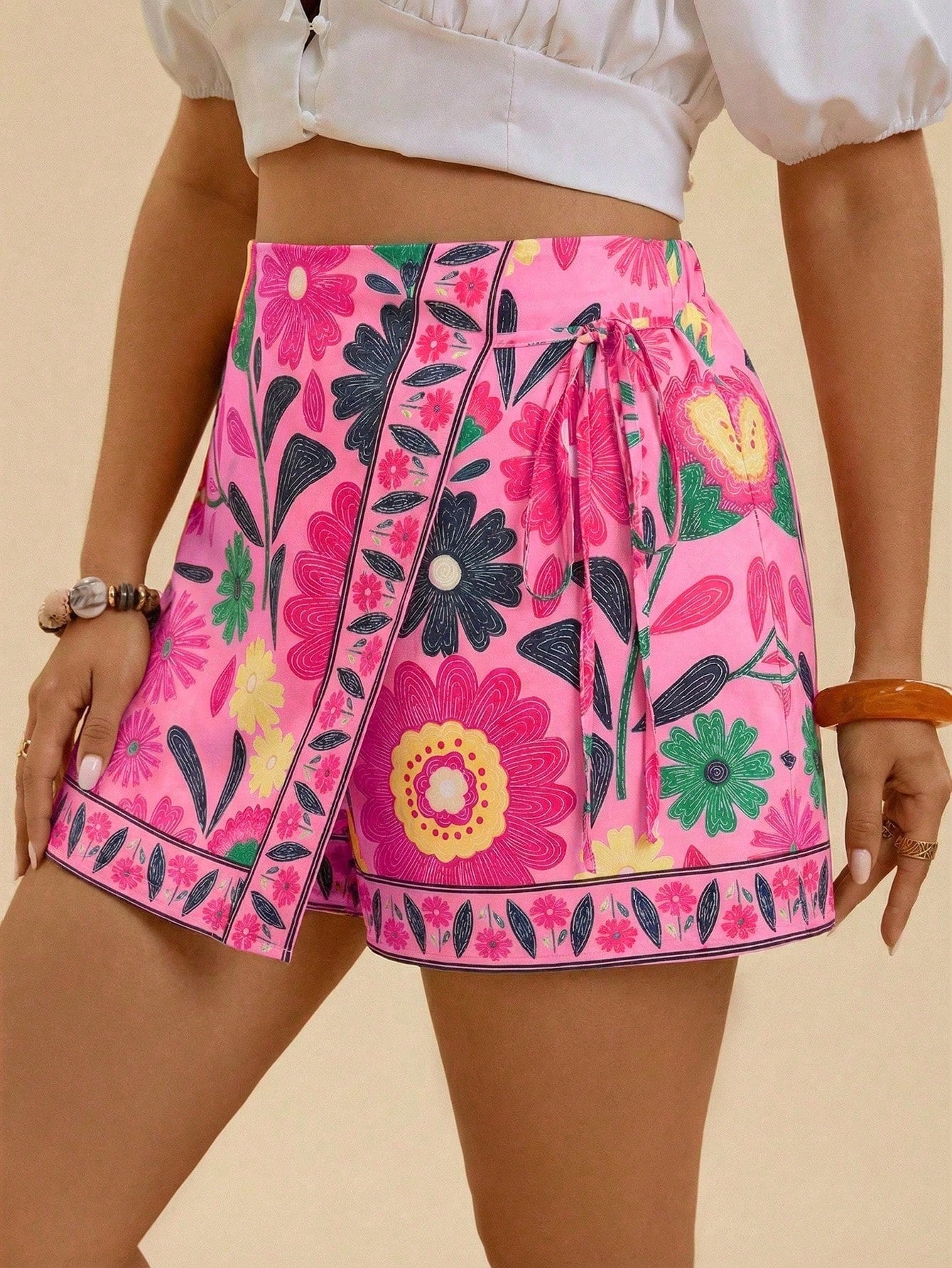 Shorts Casual de Praia Plus Size Zoe