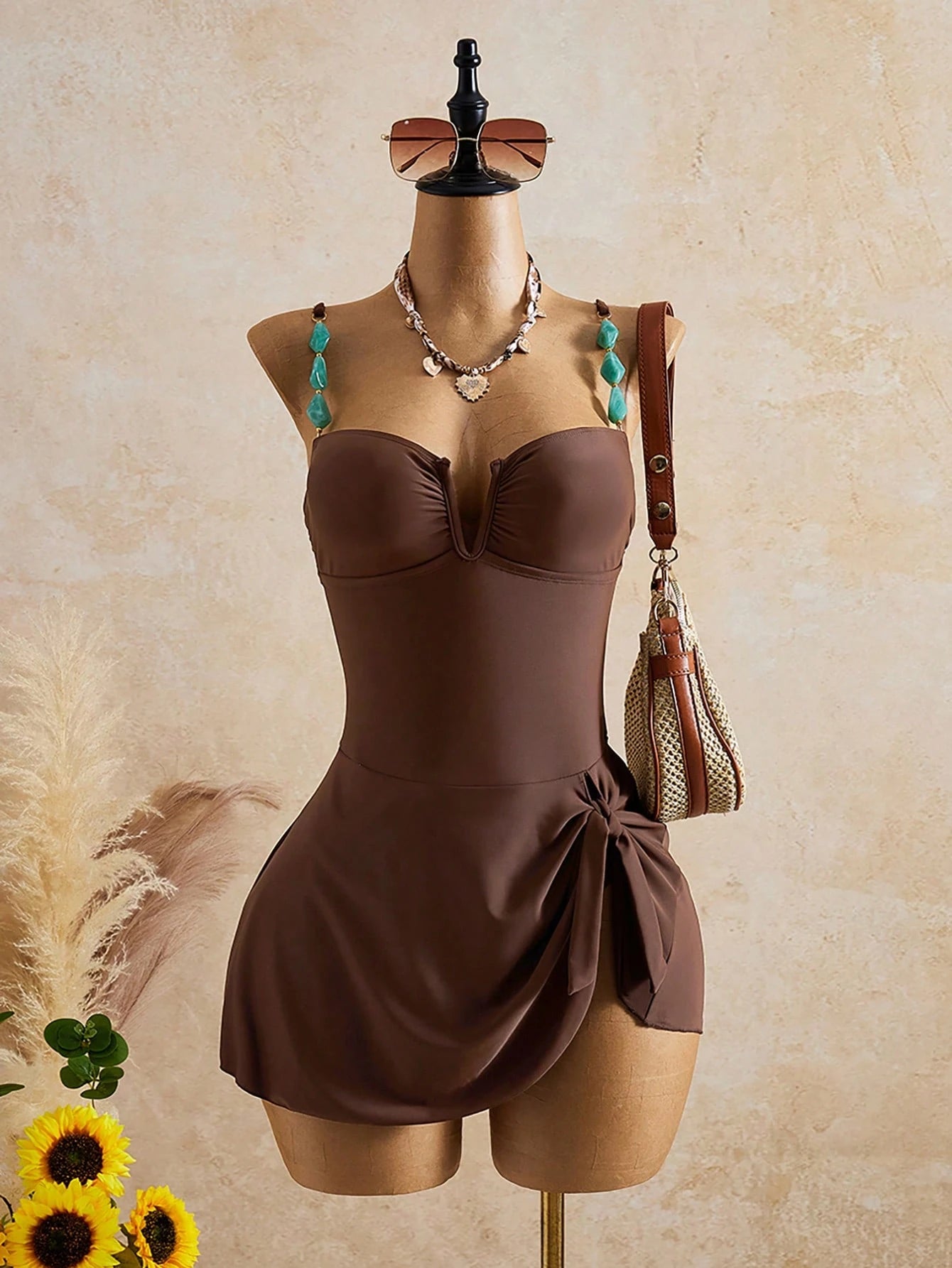 Maiô Vestido Drapeado Resort Pérola