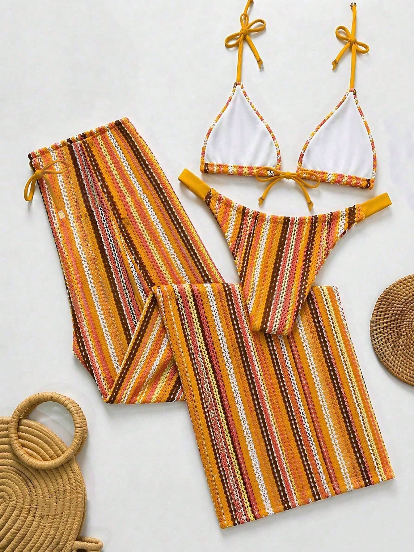 Conjunto Biquíni Tricô 3 Peças Mia