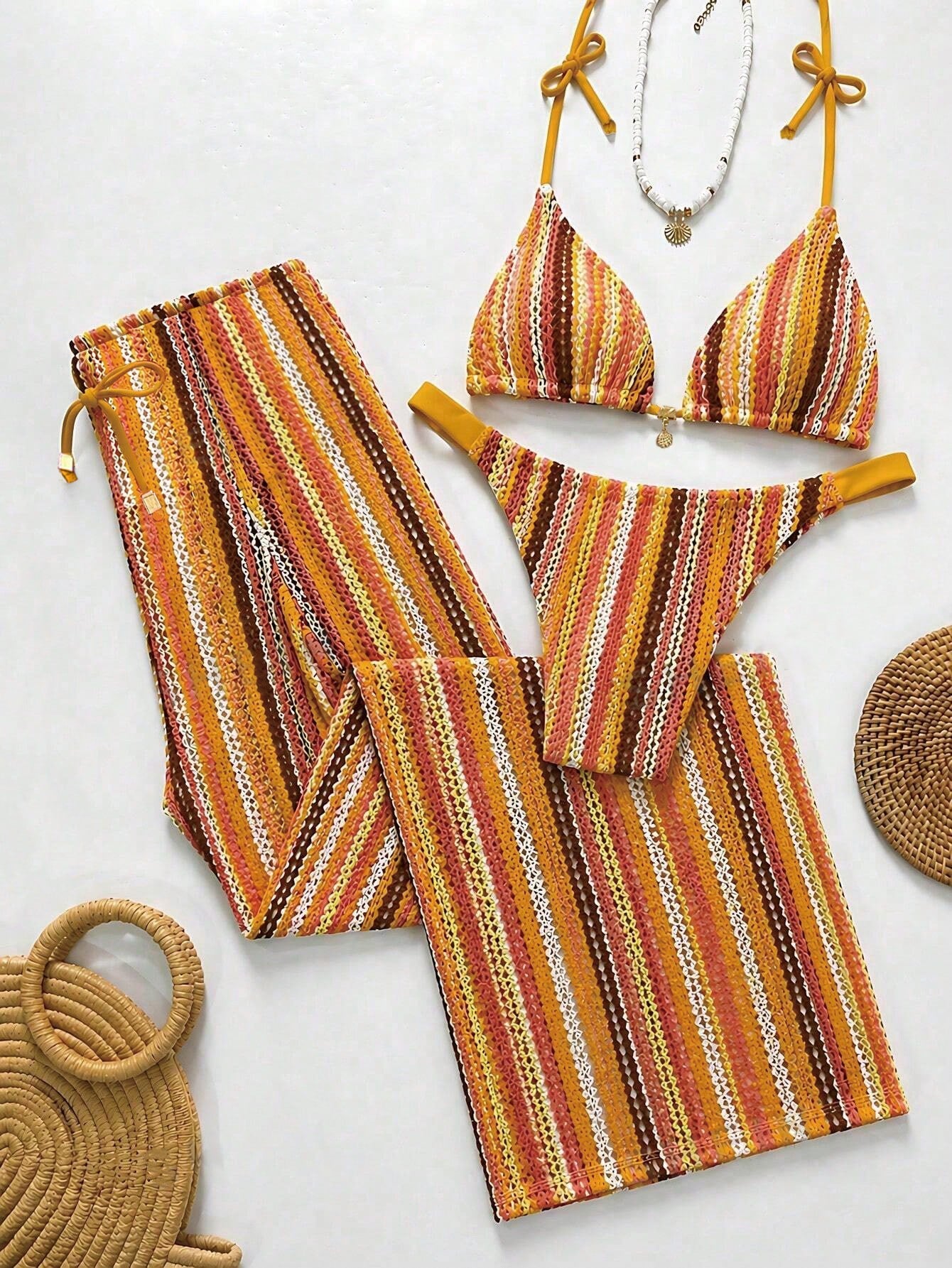 Conjunto Biquíni Tricô 3 Peças Mia