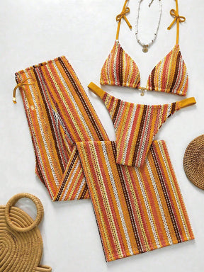 Conjunto Biquíni Tricô 3 Peças Mia