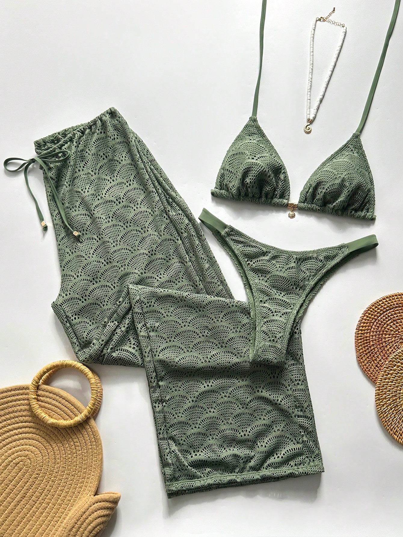 Conjunto Biquíni Tricô 3 Peças Mia