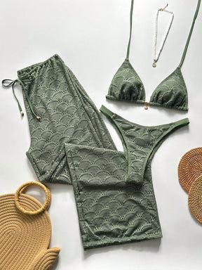 Conjunto Biquíni Tricô 3 Peças Mia