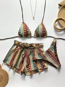 Conjunto Biquíni 3 Peças Tricô Resort