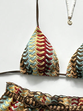 Conjunto Biquíni 3 Peças Tricô Resort