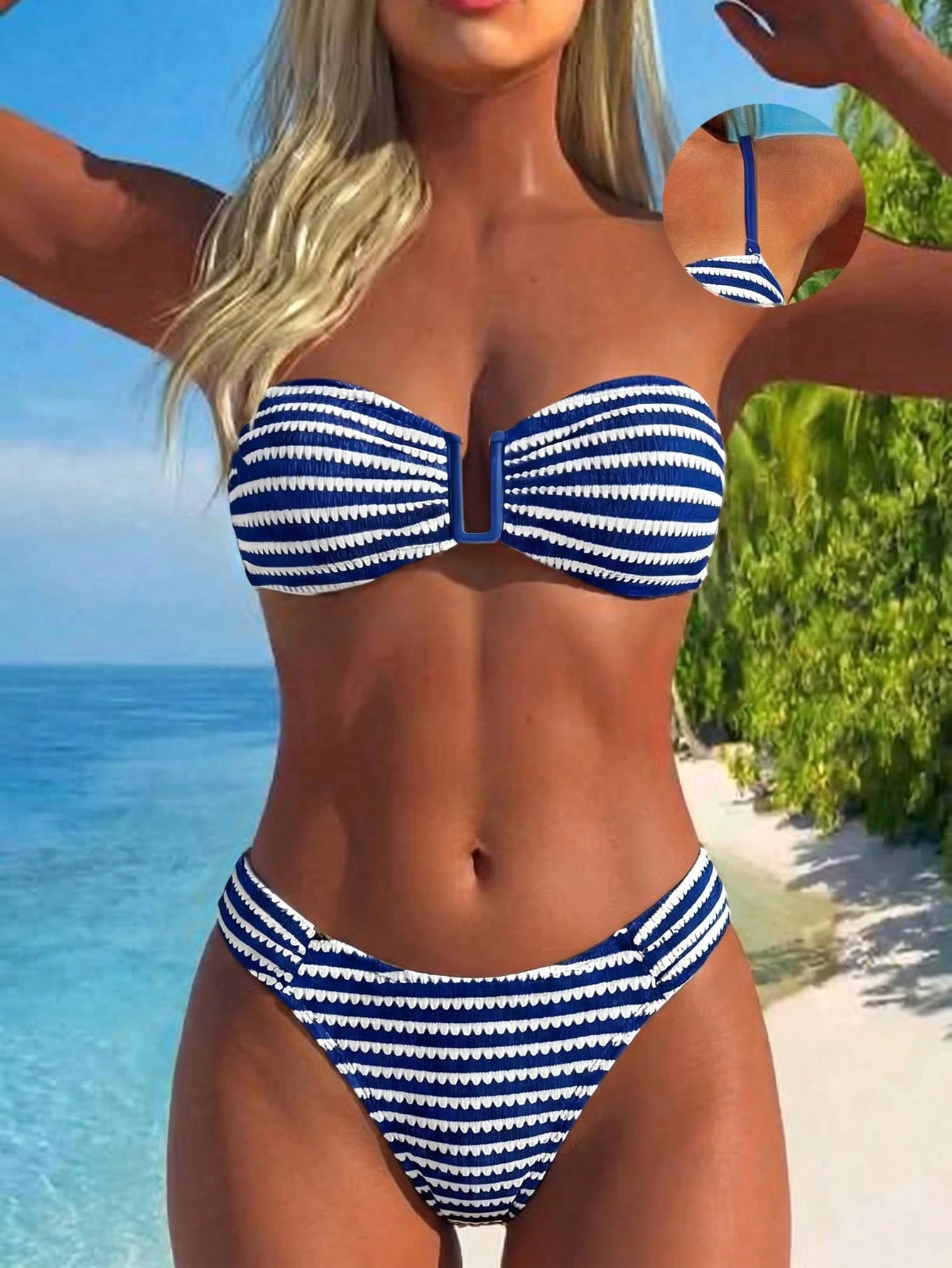 Biquíni Bandeau Listrado Náutico Camille