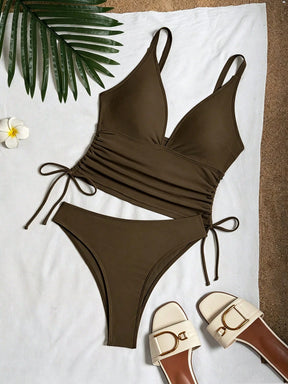 Tankini Drapeado Decote V Resort