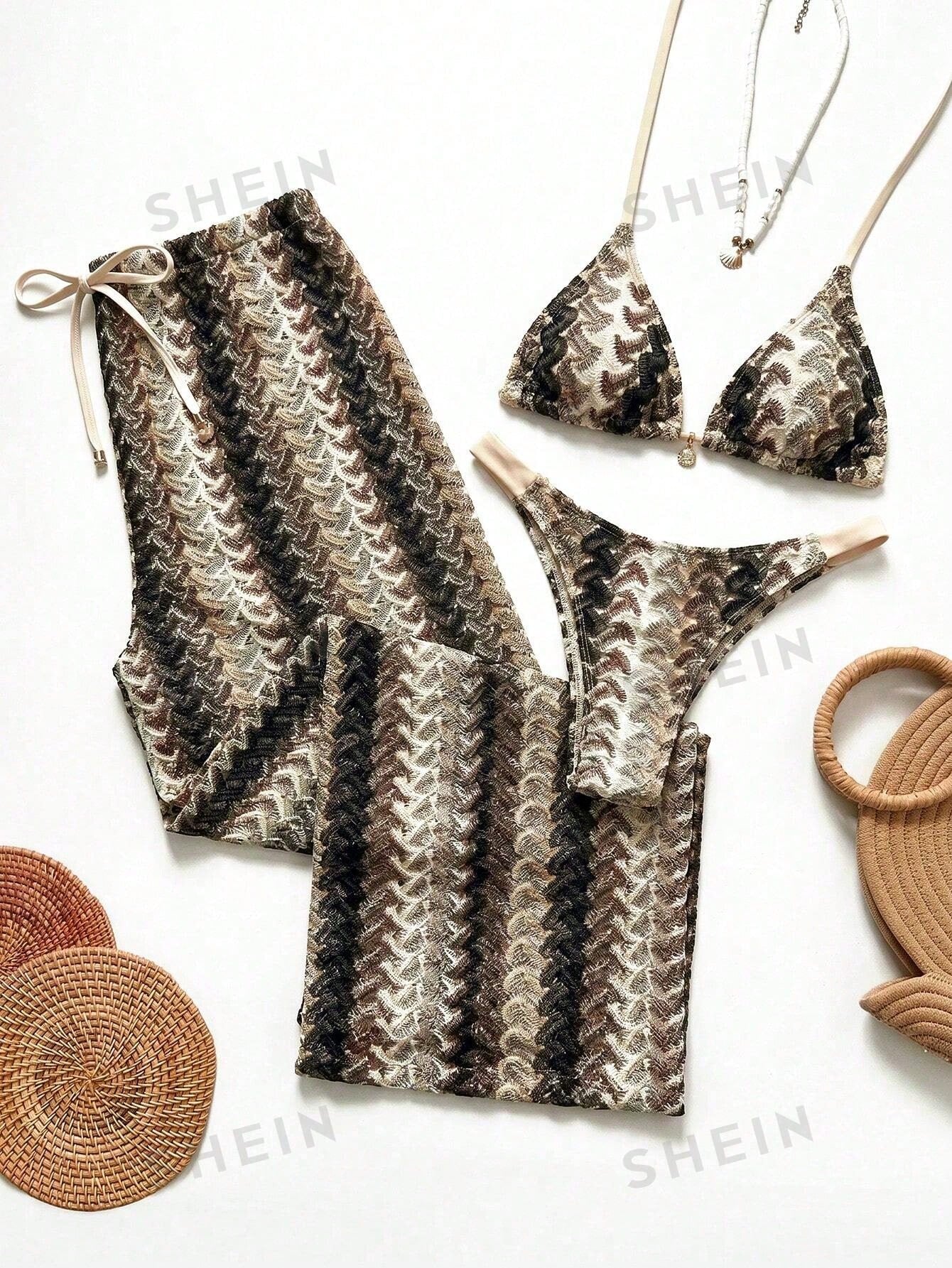 Conjunto Biquíni Tricô 3 Peças Mia