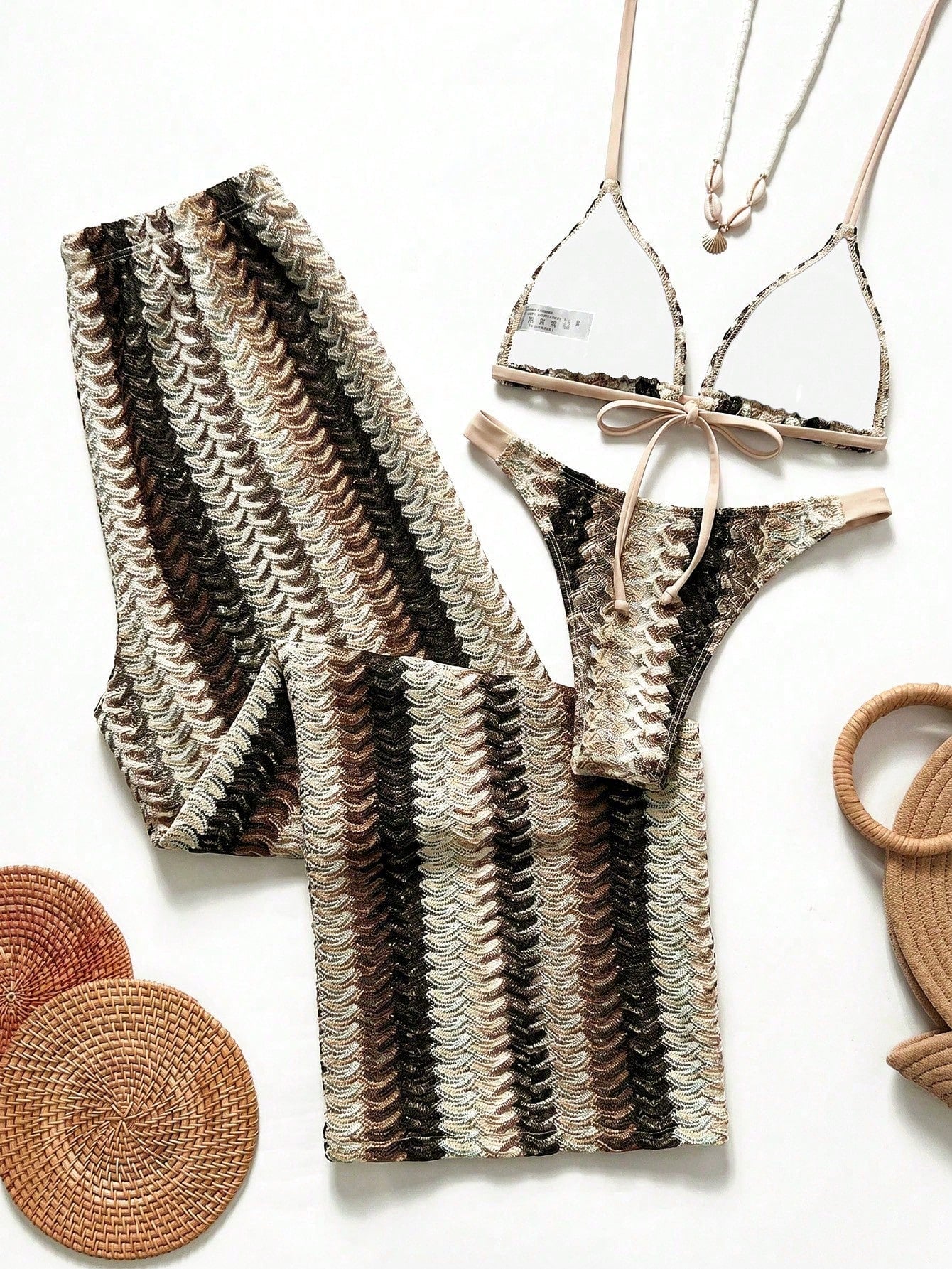 Conjunto Biquíni Tricô 3 Peças Mia