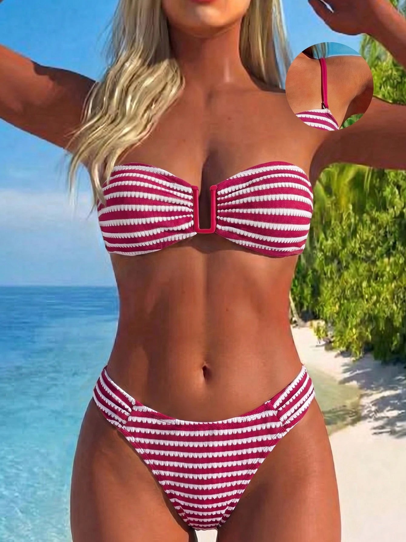 Biquíni Bandeau Listrado Náutico Camille