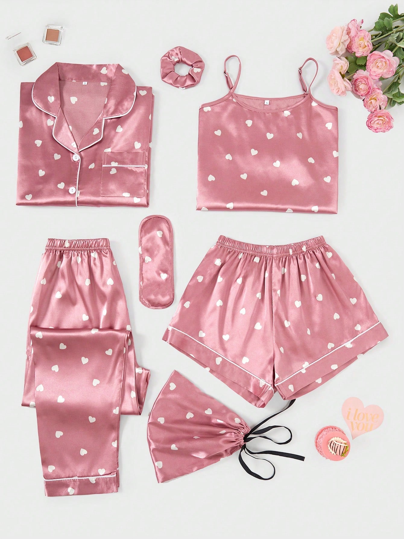 Conjunto Pijama 7 Peças Corações