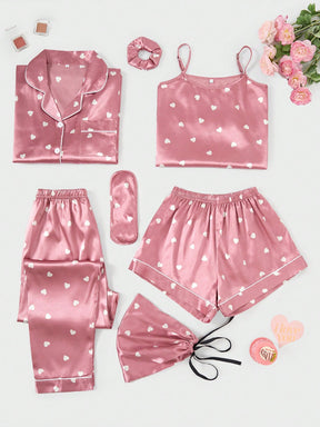 Conjunto Pijama 7 Peças Corações