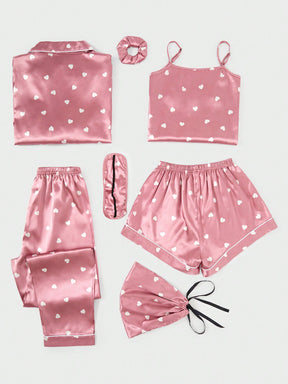 Conjunto Pijama 7 Peças Corações