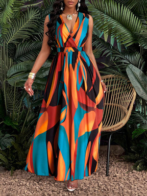 Vestido Longo Com Estampa Tropical