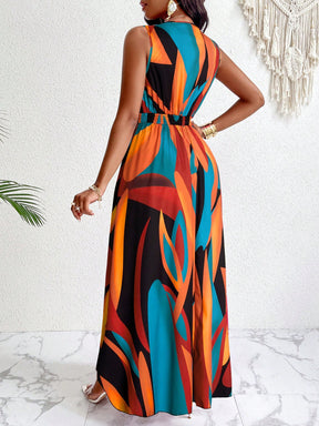 Vestido Longo Com Estampa Tropical