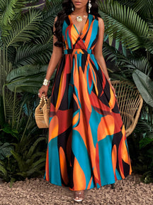Vestido Longo Com Estampa Tropical