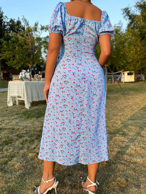Vestido Floral com Fenda