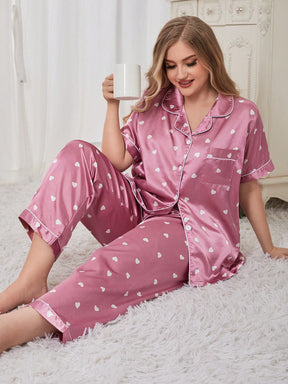 Pijama Plus Size Chuva De Corações