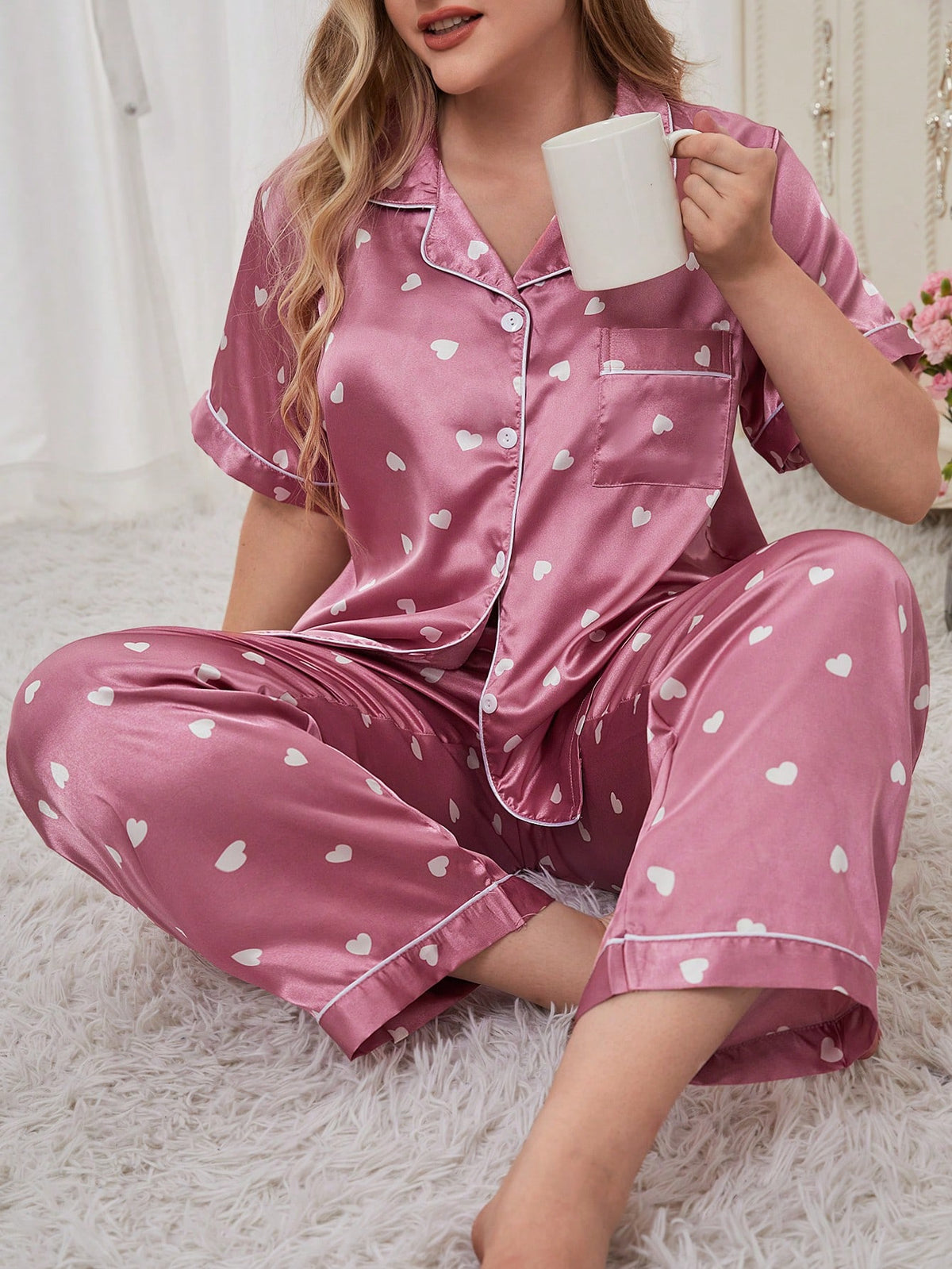 Pijama Plus Size Chuva De Corações