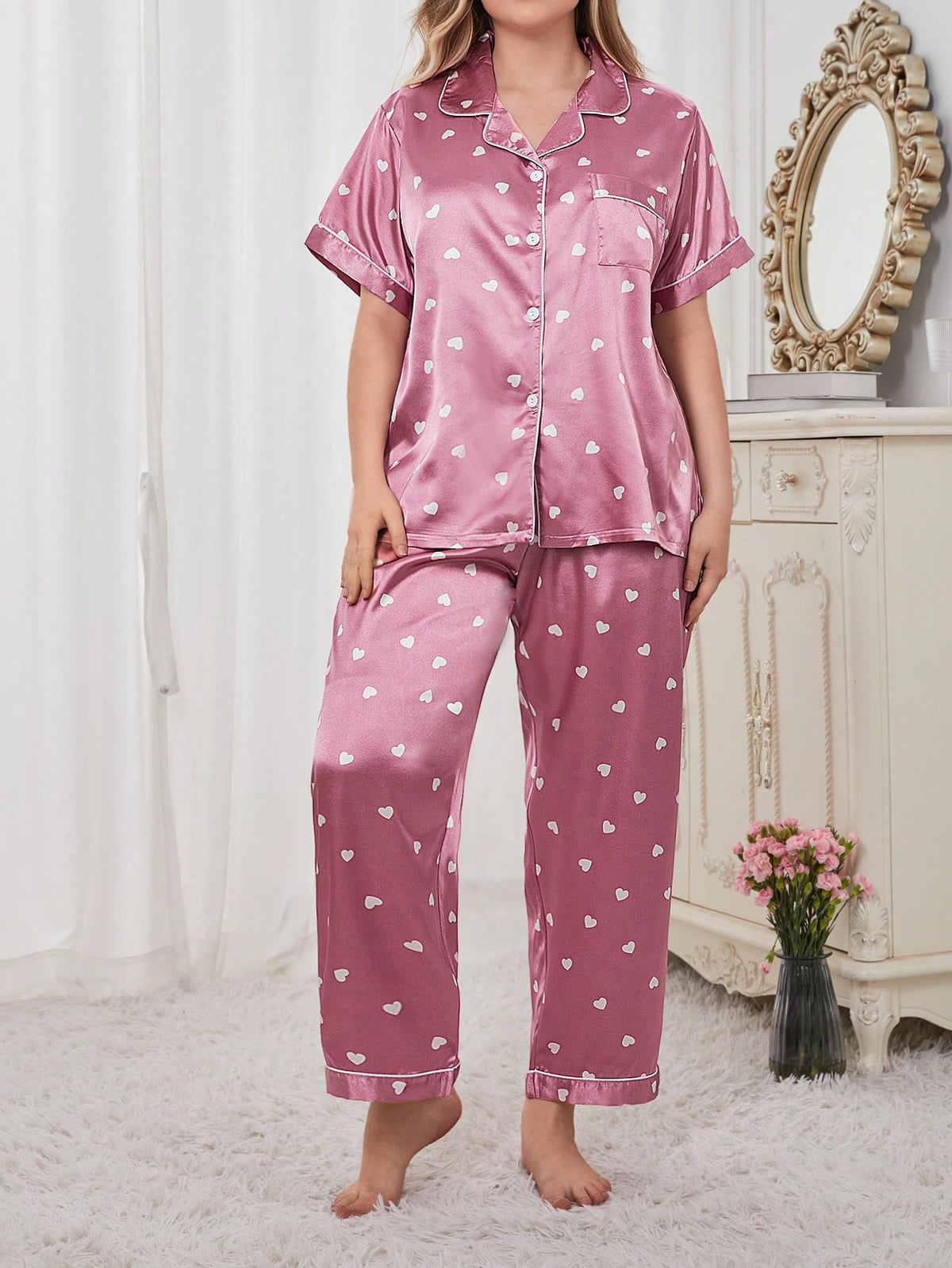 Pijama Plus Size Chuva De Corações