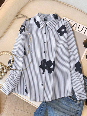 Camisa Listrada Com Flores