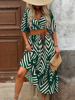 Vestido Longo Casual com Estampa Geométrica