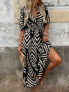 Vestido Longo Casual com Estampa Geométrica