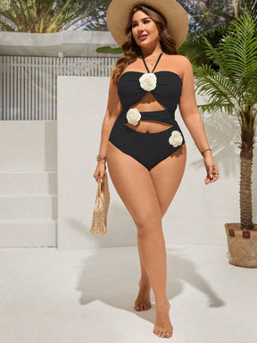 Maiô Plus Size Flor 3D Tauane