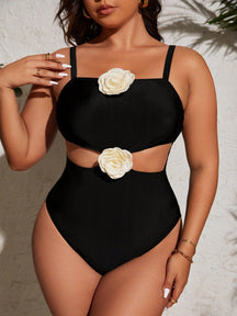 Maiô Plus Size Flor 3D Rúbia